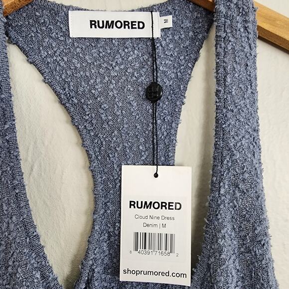 NEW Rumored Cloud Nine Racerback Textured Knit Maxi Dress Denim Blue Medium - Picture 7 of 10